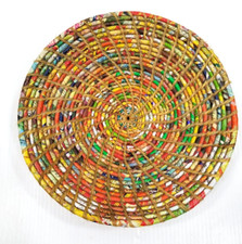 Revista reciclada papel enrolado pedestal tigela arte popular artesanal boho 10 1/2" comprar usado  Enviando para Brazil
