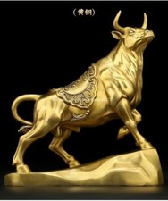 13" Clássica Móveis Decorar Artesanato Estátua Latão Sorte Bull MERCADO Ox, usado comprar usado  Enviando para Brazil