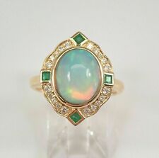 Anel de noivado feminino halo corte oval 3 quilates opala e esmeralda acabamento em ouro amarelo 14K comprar usado Anel de noivado feminino halo corte oval 3 quilates opala e esmeralda acabamento em ouro amarelo 14K comprar usado  Enviando para Brazil
