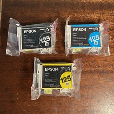 CONJUNTO de 3 Novos Cartuchos de Jato de Tinta Genuínos Selados Epson 125 Preto, Ciano, Amarelo comprar usado  Enviando para Brazil