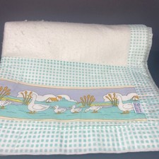 Cobertor térmico vintage Quiltex acrílico branco bebê gansos patos verde acabamento quadrado comprar usado  Enviando para Brazil