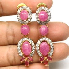 Brincos aquecidos rosa rubi vermelho e zircão branco prata esterlina 925  comprar usado  Enviando para Brazil