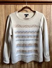 J. Suéter Crew marrom caramelo ponto Fair Isle 100% lã tamanho G comprar usado  Enviando para Brazil