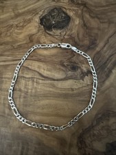 Pulseira de corrente vintage italiana de prata esterlina 3 mm Figaro 8 pol. 925 comprar usado  Enviando para Brazil