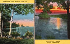 Cartão postal IL Round Lake Illinois saudações manhã e noite vintage PC M703 comprar usado  Enviando para Brazil