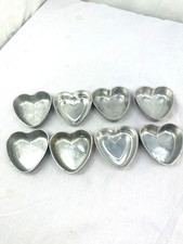 Mini molde de cozimento de estanho 8 vintage metal alumínio corações bolo gelatina 3"x3"x1" profundidade FrShip comprar usado  Enviando para Brazil
