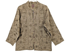 Jaqueta bordada vintage Galeno tamanho XL algodão boho oriental asiático verde comprar usado  Enviando para Brazil