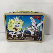 Bob Esponja Calça Quadrada Lancheira de Metal Estanho Etiqueta Amarela Colecionável Vintage comprar usado  Enviando para Brazil