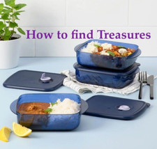 NOVO EM FOLHA TUPPERWARE HEAT AND EAT VENT AND EAT MICROONDAS RETÂNGULO AZUL comprar usado  Enviando para Brazil
