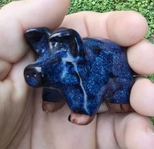 Miniatura de porco azul cobalto estilo cerâmica popular Roger Hicks, cerâmica RB Mark Bolick, usado comprar usado  Enviando para Brazil