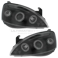 Faróis Vauxhall Corsa C 2000-2006 LED DRL Twin Angel Eyes projetor preto comprar usado  Enviando para Brazil