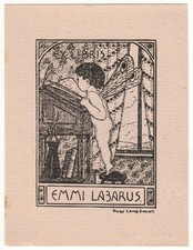 HUGO LANG-DANOLI: Exlibris für Emmi Lazarus, Elfe an Lesepult, 1905 comprar usado  Enviando para Brazil