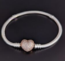 Novo 100% Original PANDORA 586292CZ 925 + Pulseiras de Corrente Coração Pave Ouro Rosa, usado comprar usado  Enviando para Brazil
