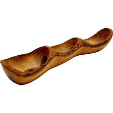 Suporte artesanal de madeira para frutas ou lanches esculpido 42cm comprimento acabamento natural comprar usado  Enviando para Brazil