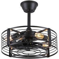 Ventiladores de teto enjaulado preto de 18 polegadas com luzes, ventilador industrial moderno sem bexiga... comprar usado  Enviando para Brazil