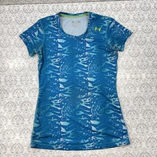 Blusa feminina Under Armour Heat Gear ajustada detalhada multi azul corrida P comprar usado  Enviando para Brazil
