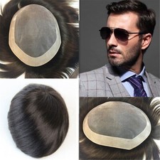 Sistema de substituição de cabelo humano masculino 100% real peça de cabelo fina mono pele poli toupee comprar usado  Enviando para Brazil