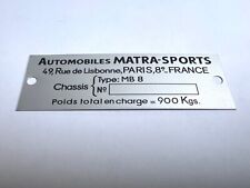 Plaque constructeur matra d'occasion  Vitré
