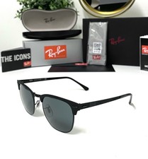 Óculos de sol autêntico Ray Ban RB 3716 preto fosco metal Clubmaster comprar usado  Enviando para Brazil