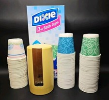 Dispensador de copo de banheiro vintage Dixie suporte de parede década de 1970 com copos de 150+ 3 oz, usado comprar usado  Enviando para Brazil