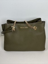 Usado, Bolsa de ombro Michael Kors Teagan verde oliva monograma lona 13 x 9" comprar usado  Enviando para Brazil