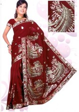 Bordeaux saree sari d'occasion  Expédié en France