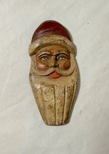 Enfeite de estátua vintage esculpida e pintada à mão em madeira de Papai Noel comprar usado  Enviando para Brazil