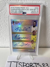 2018 Panini Prizm World Cup Trio Auto PSR Pele Sampaio Rivaldo 7/20 Auto PSA 10 comprar usado  Enviando para Brazil
