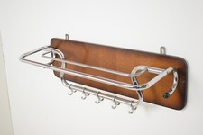 Vintage Large Chrome Coat Hanger Rack Hooks Wall Mounted Bauhaus, usado comprar usado  Enviando para Brazil