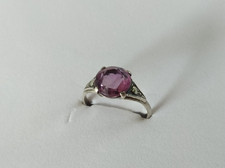 ANCIENNE BAGUE ART DÉCO ARGENT MASSIF PIERRES 1930 Améthyste Marcassite  comprar usado  Enviando para Brazil