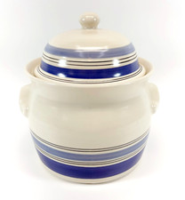 Pfaltzgraff Rio Stoneware Two Handled Large Blue Stripe Bean Pot 9.5" x 8" for sale  Madison
