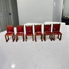 Lote miniatura de 6 cadeiras de madeira para casa de bonecas almofada de veludo vermelho estilo antigo comprar usado  Enviando para Brazil