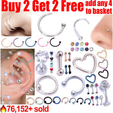 Surgical Steel Helix Tragus Daith Stud Ring Nose Ring Stud Belly Bar Piercing segunda mano  Embacar hacia Mexico
