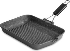 Używany, Aluminiowa patelnia grillowa Lagostina 24 cm, prostokątna, czarna na sprzedaż  PL
