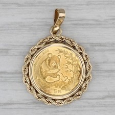1994 Pingente de Moeda Panda Chinês Ouro Amarelo 14k 5 Yuan 1/20 oz 999 comprar usado  Enviando para Brazil