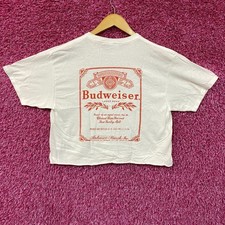 Camiseta promocional Budweiser King Of Beers crop top de renome mundial média comprar usado  Enviando para Brazil