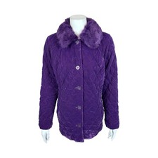 Casaco feminino Isaac Mizrahi acolchoado de veludo roxo tamanho X-pequeno comprar usado  Enviando para Brazil