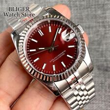 Novo 36MM Japão NH35A Mostrador Vermelho Escuro Relógio Automático Masculino Pulseira Jubileu de Aço comprar usado  Enviando para Brazil