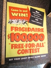 FRIGIDAIRE 1955 fogão geladeira eletrodomésticos loja display pôster concurso $100K comprar usado  Enviando para Brazil