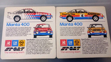 Dos posavasos/folletos promocionales diferentes de bebidas Opel Manta 400  segunda mano  Embacar hacia Mexico