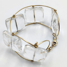 Pulseira modernista feita por artista/lucite transparente folheada a ouro 14k 7,5" comprar usado  Enviando para Brazil