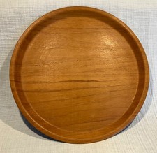 Bandeja de servir madeira compensada moldada 14” redonda madeira tropical Indonésia possivelmente teca comprar usado  Enviando para Brazil