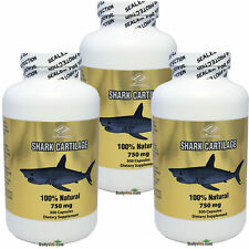 Cartilagem de tubarão 3 x 100% natural 750 mg 3 x 300 cápsulas 900 cápsulas comprar usado  Enviando para Brazil