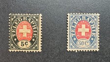 Usado, Selos telégrafos postais antigos colecionáveis da Suíça 5c e 50c MH comprar usado  Enviando para Brazil