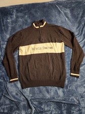 Suéter masculino Alchemist lã merino tamanho XL preto branco 1/4 zíper bicicleta bordado, usado comprar usado  Enviando para Brazil