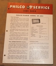 Rádio PHILCO HOME SERVICE MODELO 49-603 1948 8pg peças esquemáticas  , usado comprar usado  Enviando para Brazil