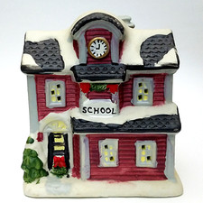 Mini casa de porcelana escolar Holiday Time Dept 18 vila de Natal 92121S 4"H comprar usado  Enviando para Brazil
