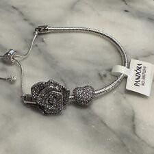 Pulseira deslizante de prata genuína Pandora, rosa cintilante e coração dos namorados, CAIXA, usado comprar usado  Enviando para Brazil