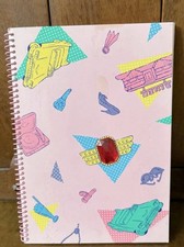 Antigo notebook espiral rosa tema Sanrio década de 1950 com gráficos coloridos e gema falsa, usado comprar usado  Enviando para Brazil