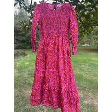Estampas exclusivas da cidade rosa | Vestido maxi de algodão clássico vintage Poppy Isabel | XS comprar usado Estampas exclusivas da cidade rosa | Vestido maxi de algodão clássico vintage Poppy Isabel | XS comprar usado  Enviando para Brazil